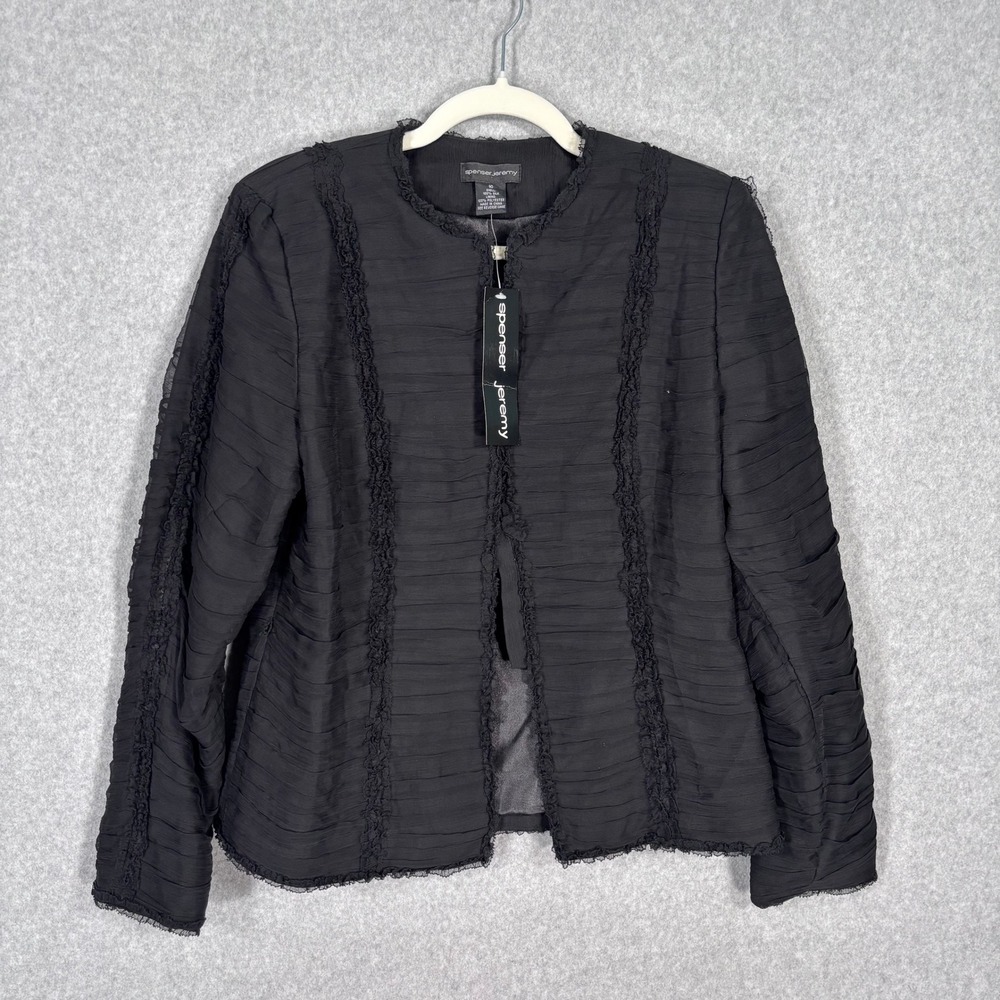Spenser Jeremy Silk Ruched Lace Blazer Sz 10 Ruffle Feminine Romantic Whimsigoth